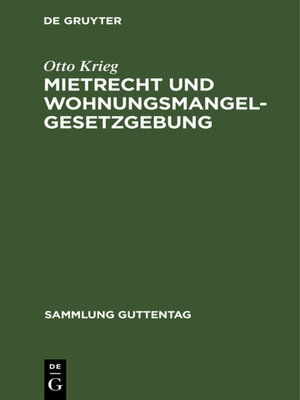 cover image of Mietrecht und Wohnungsmangelgesetzgebung